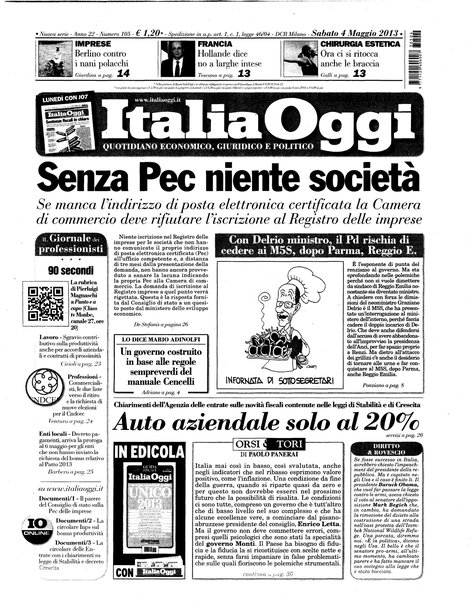 Italia oggi : quotidiano di economia finanza e politica